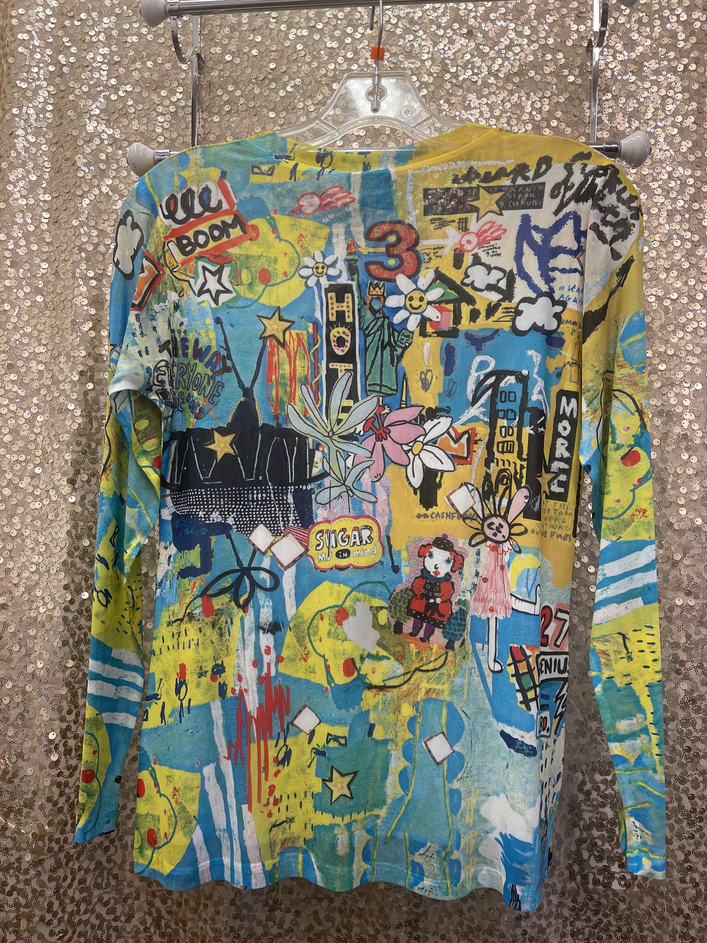 IN MESH TOP ART COLLAGE LONG SLEEVE