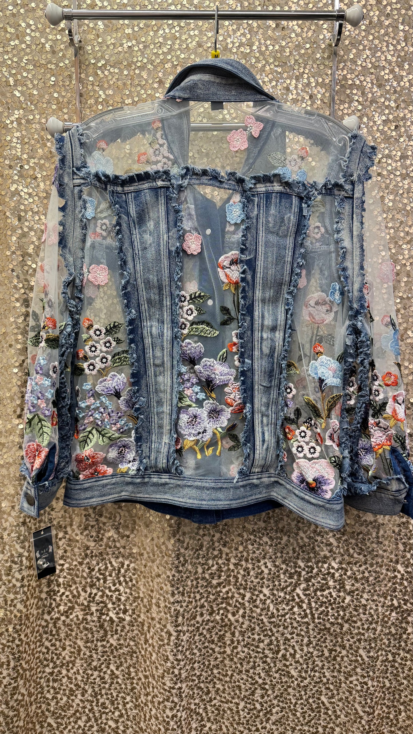 AZI CORNELIA FLORAL LACE DENIM JACKET