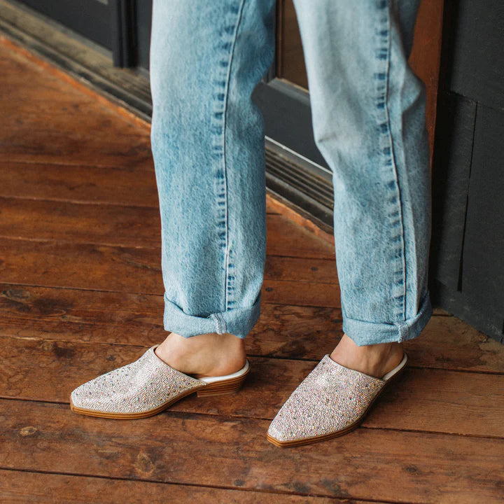 WANNY RHINESTONE SLIP-ON MULE