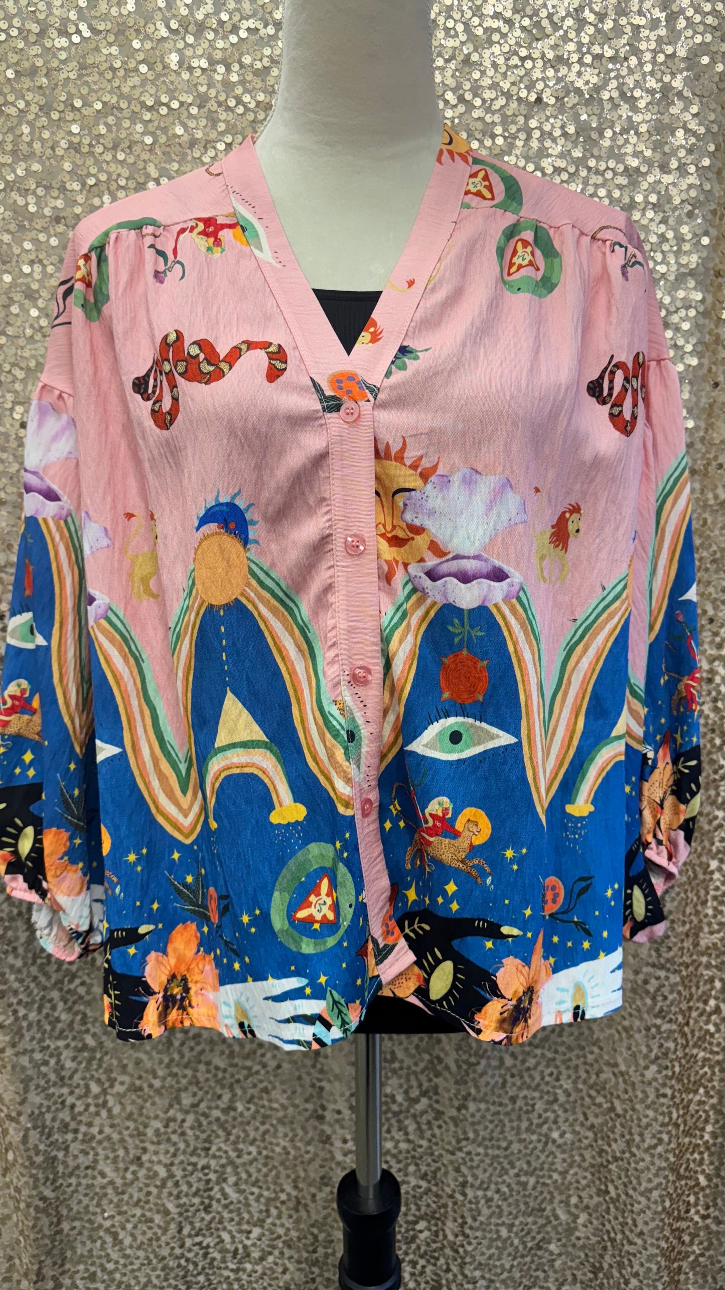 SI MYKONOS BUTTON DOWN BLOUSE