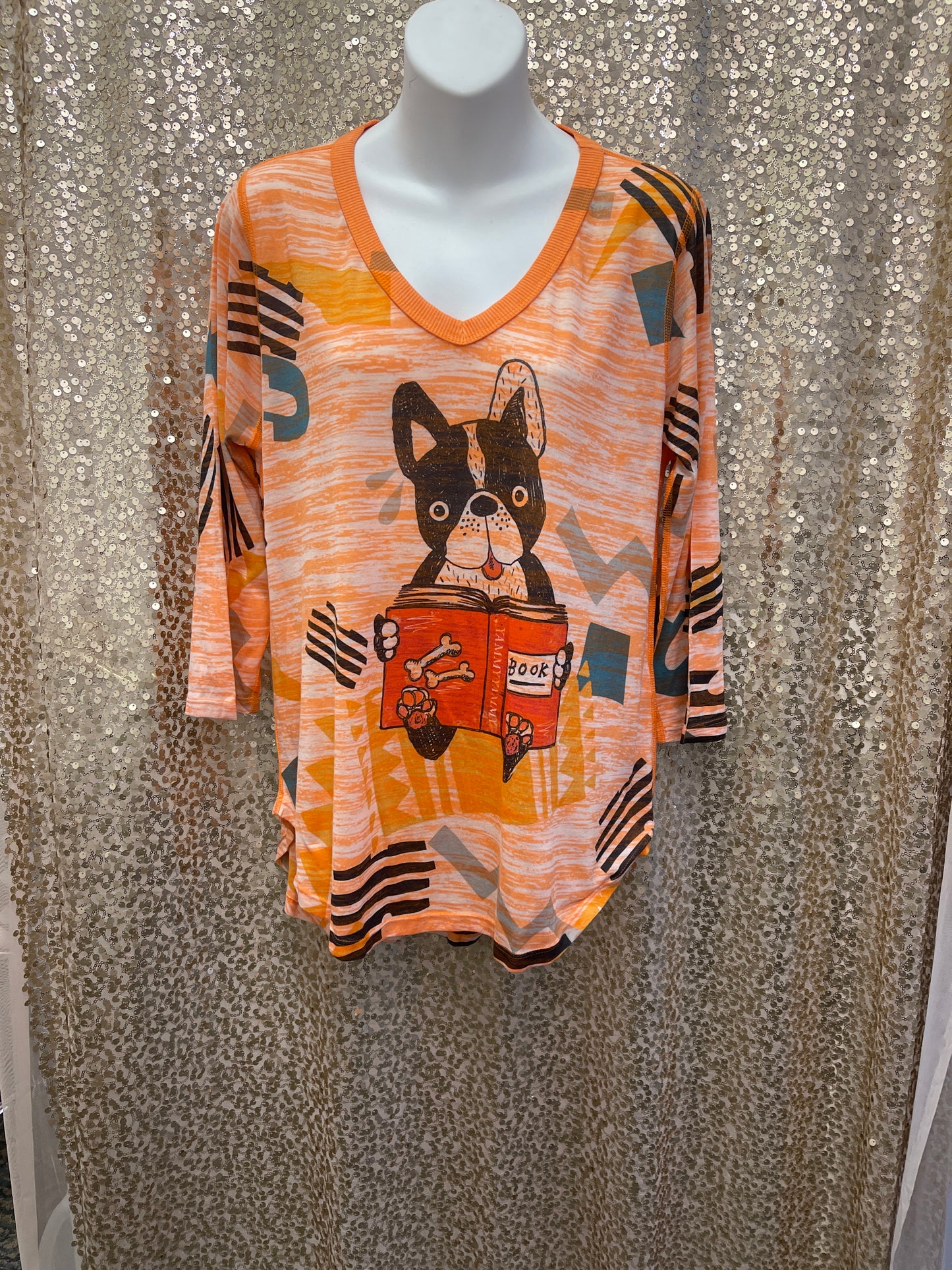 IN FRANKIE ORANGE TIE DYE VNECK TOP