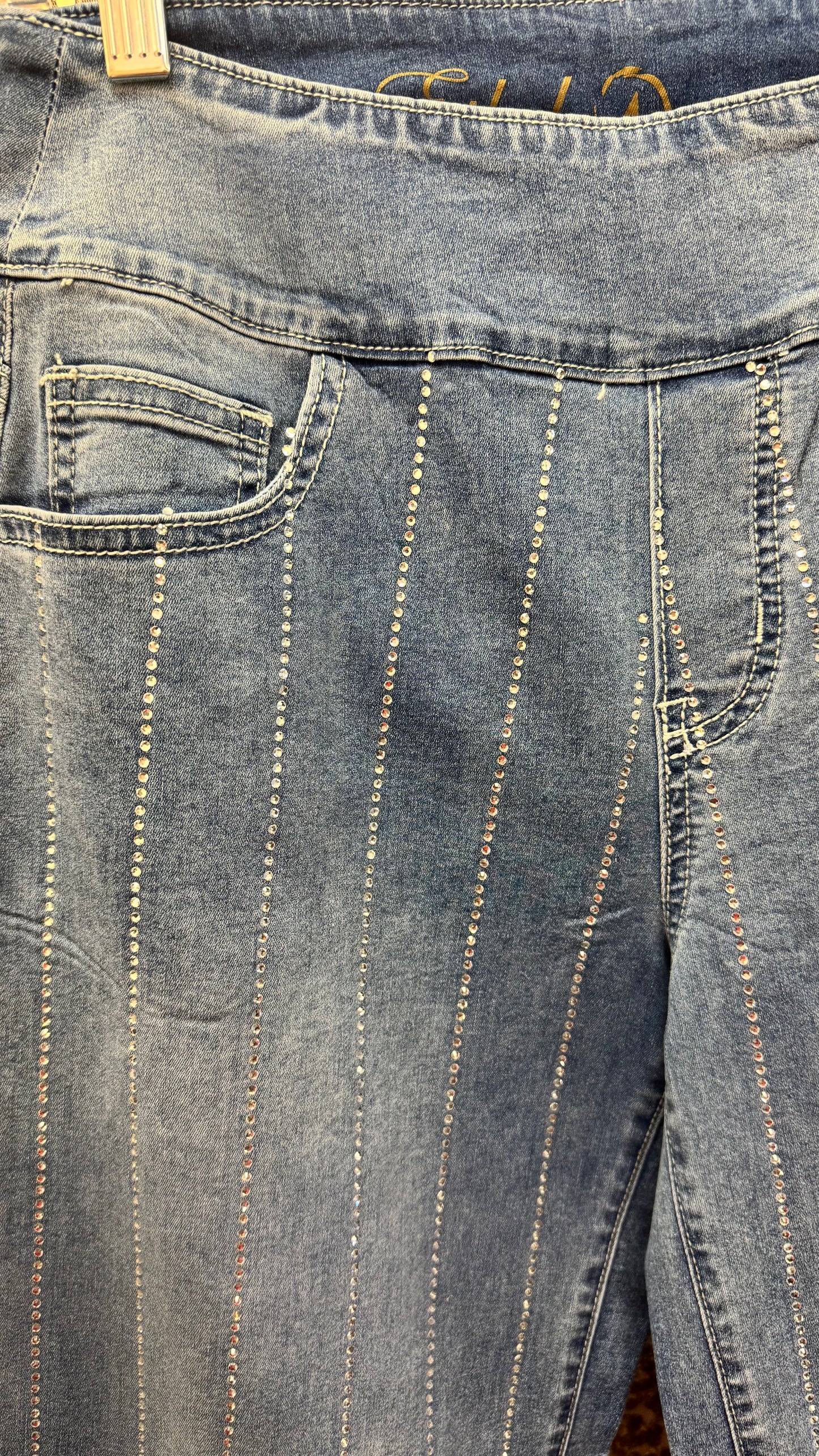 ETHYL BLING WIDE LEG WASHED JEAN PANT
