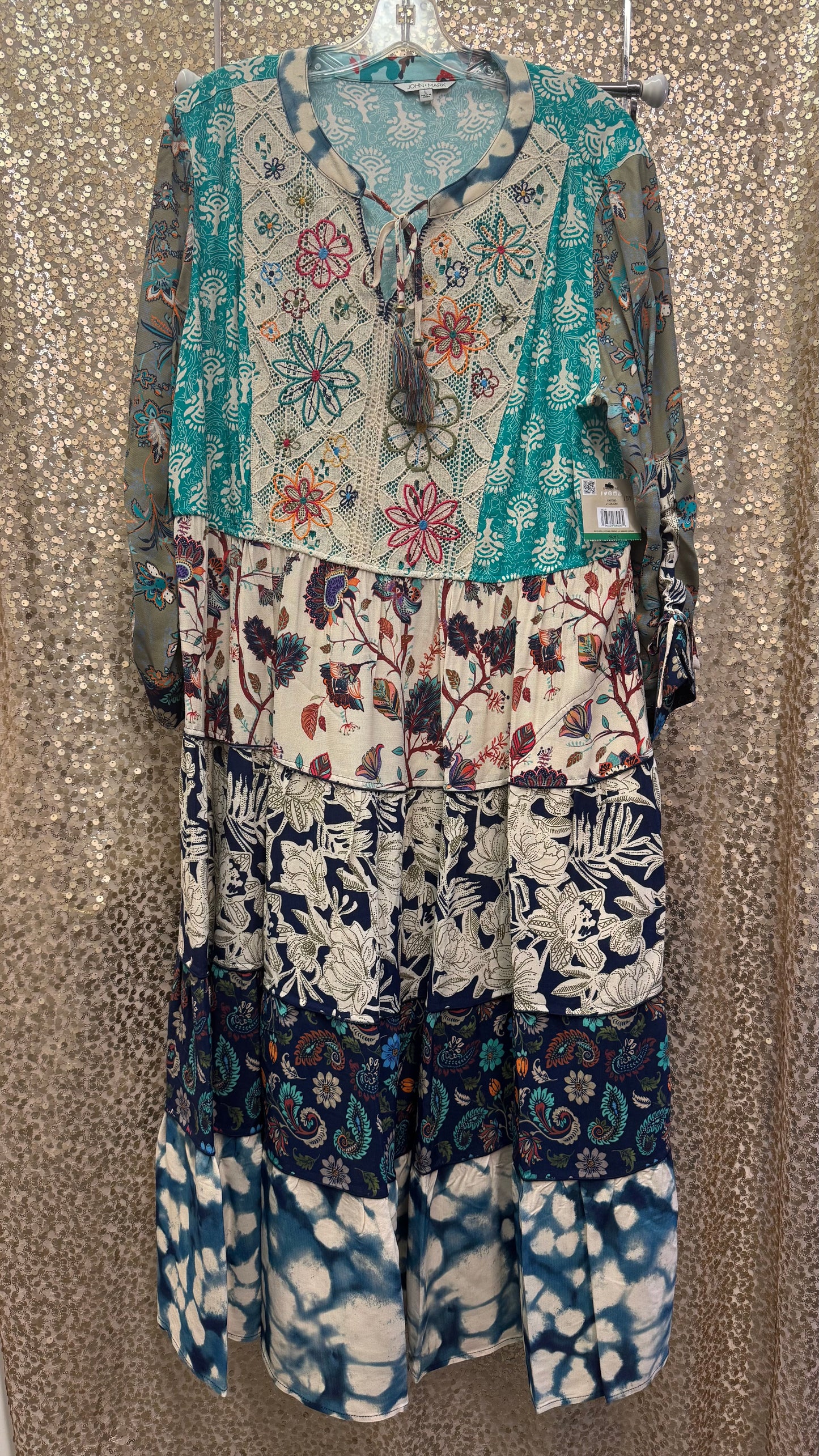 JM SPRING TIME FLORAL TIERED DRESS