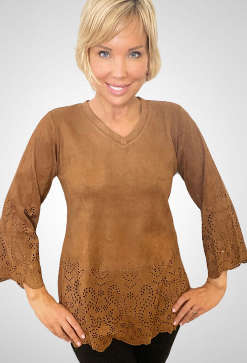 ETHYL LASER CUT SUEDE TUNIC