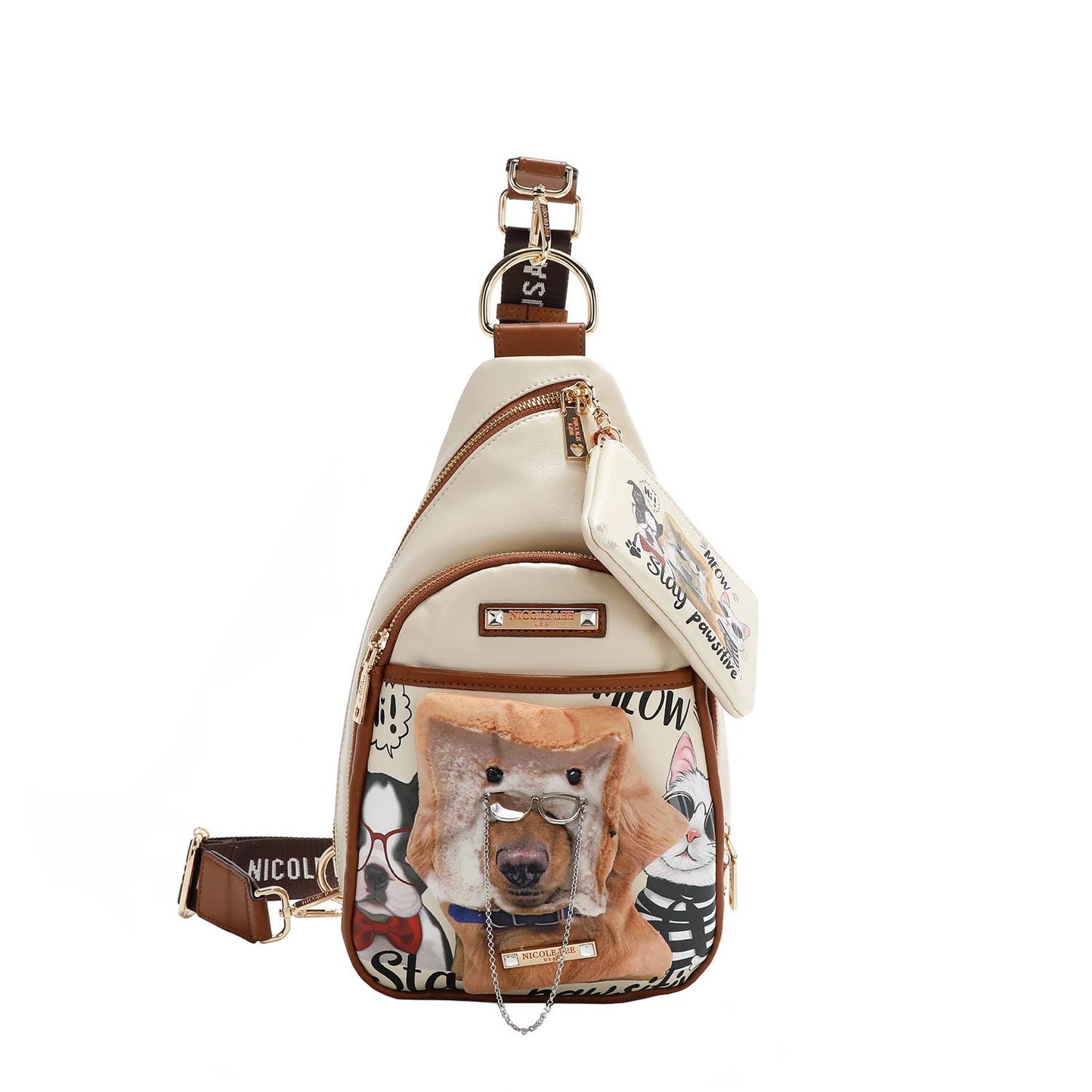 NICOLE LEE BIG BROTHER SLING BAG WITH KEYCHAIN