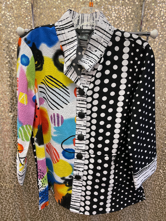 AM BUTTON FRONT JACKET/TOP WITH CUFF SLEEVES