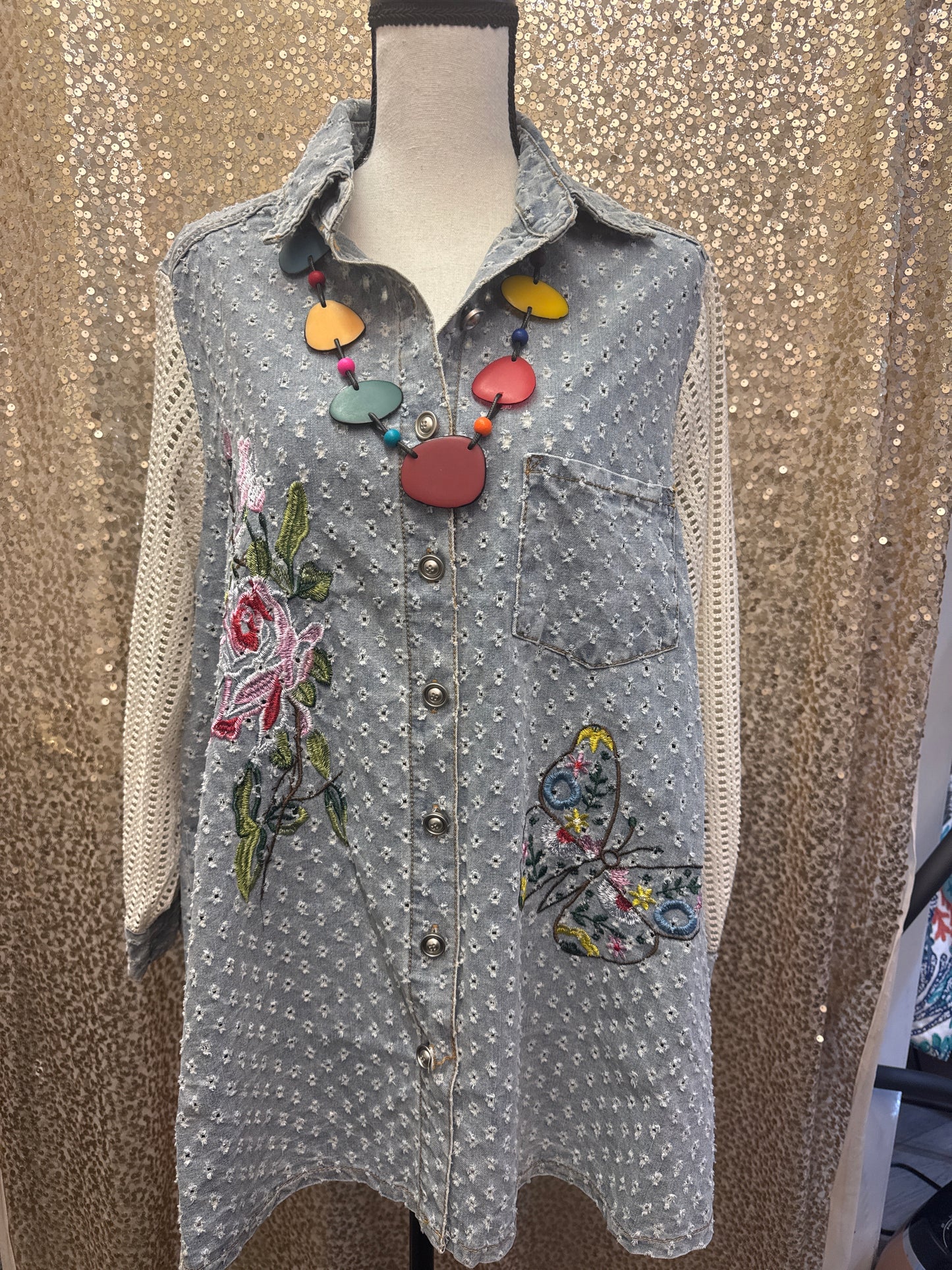 POL BUTTERFLY EMBROIDERED JACKET