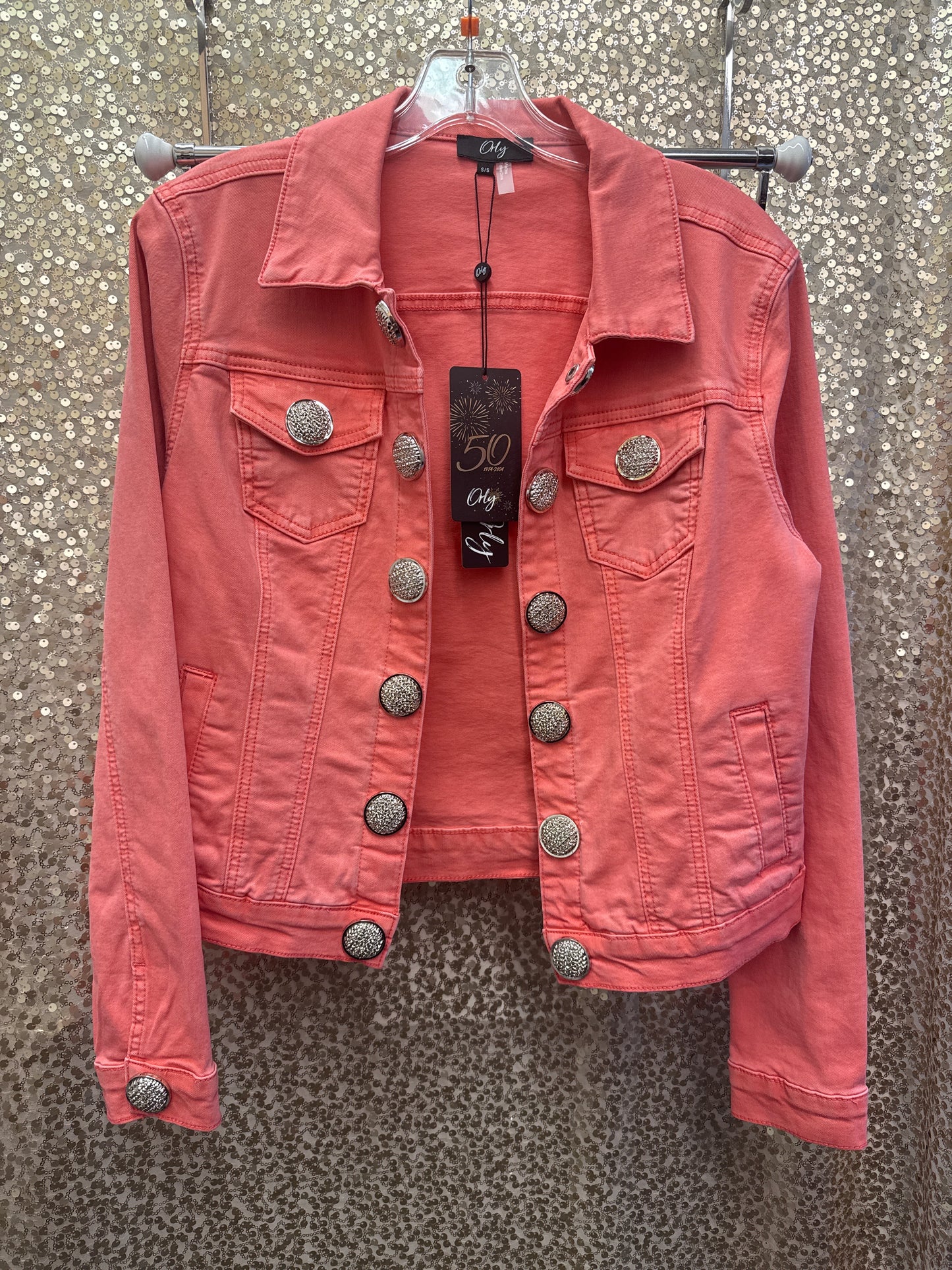 ORLY CORAL JACKET WITH BUTTON FRONT DECORATION