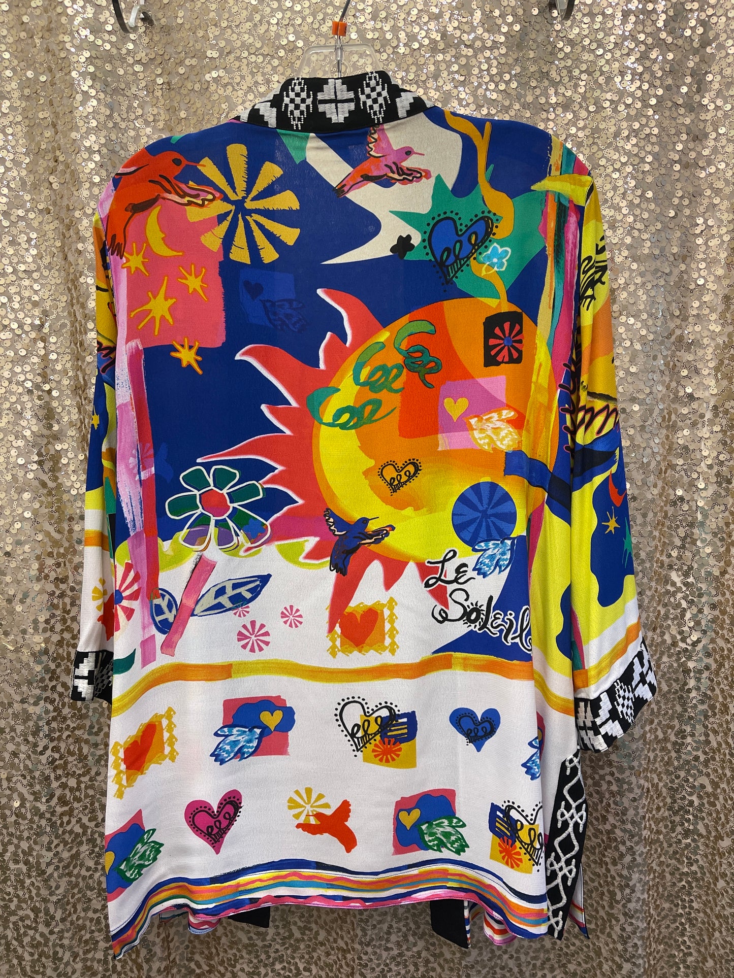 JM PRINTED OPEN FRONT KIMONO 3/4 SLEEVE