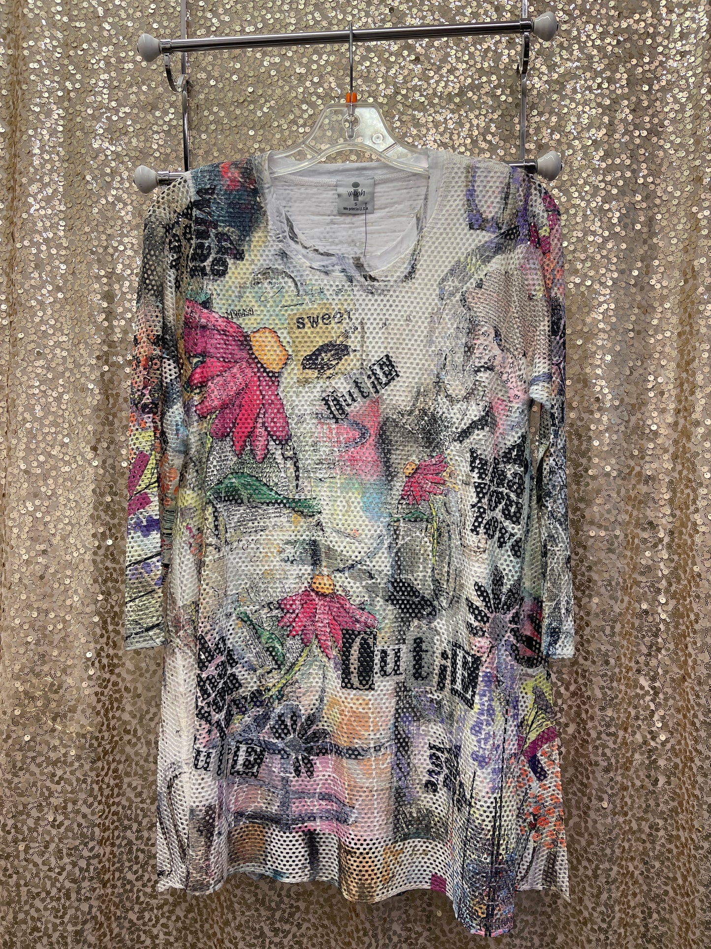 IN CUTIE 3/4 SLEEVE CREW NECK TOP