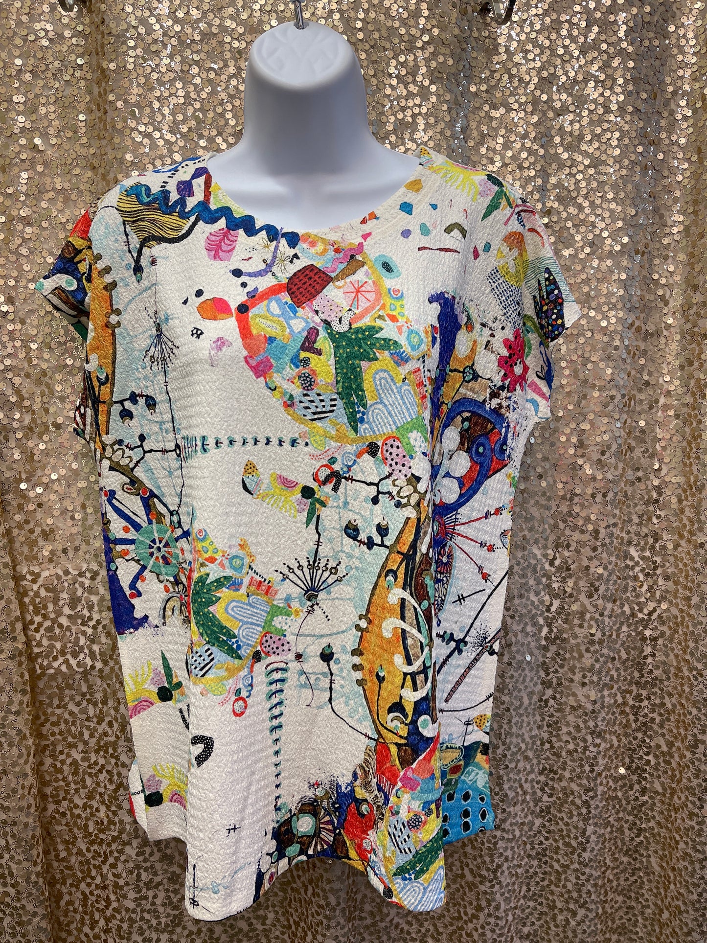 INOAH COLOR POP CAP SLEEVE TOP