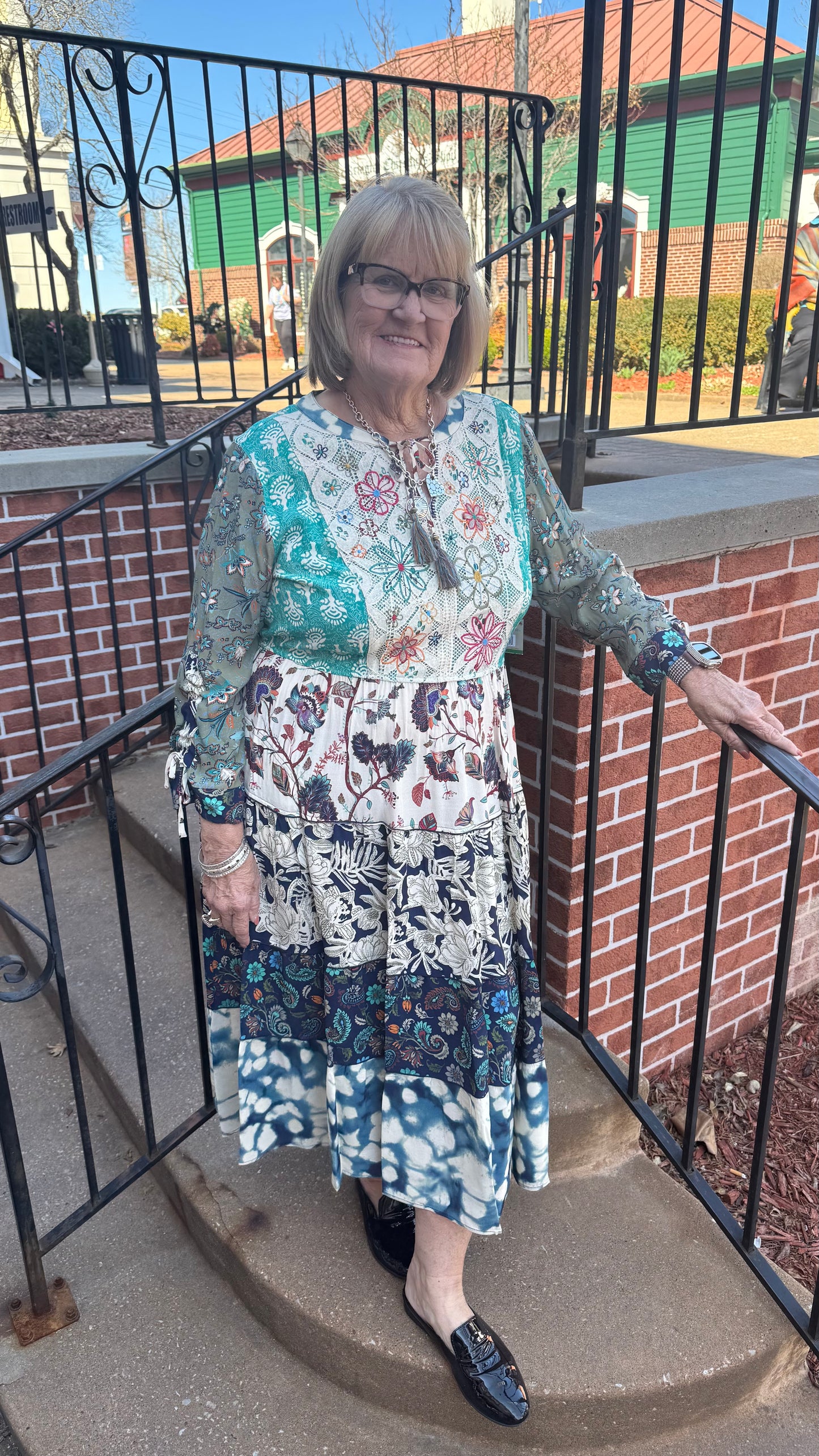 JM SPRING TIME FLORAL TIERED DRESS