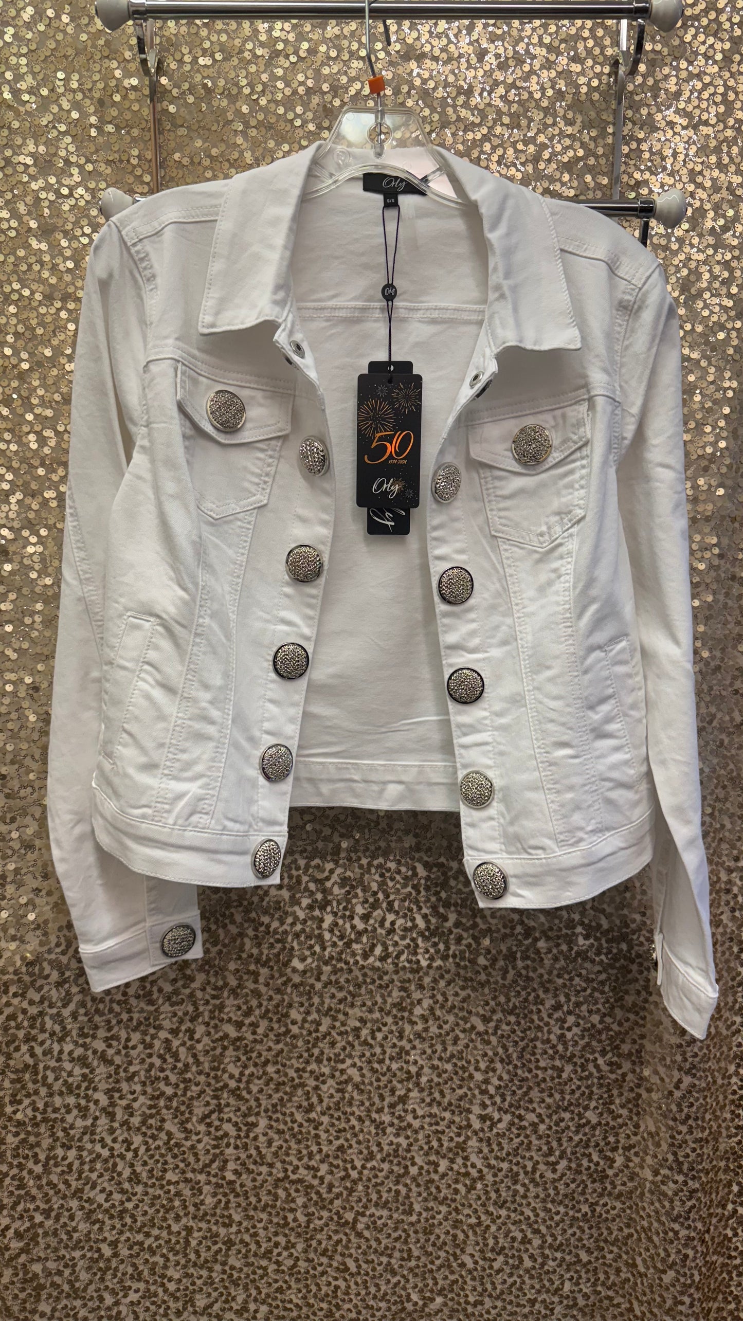 ORLY OFFWHITE DENIM JACKET WITH BUTTON FRONT