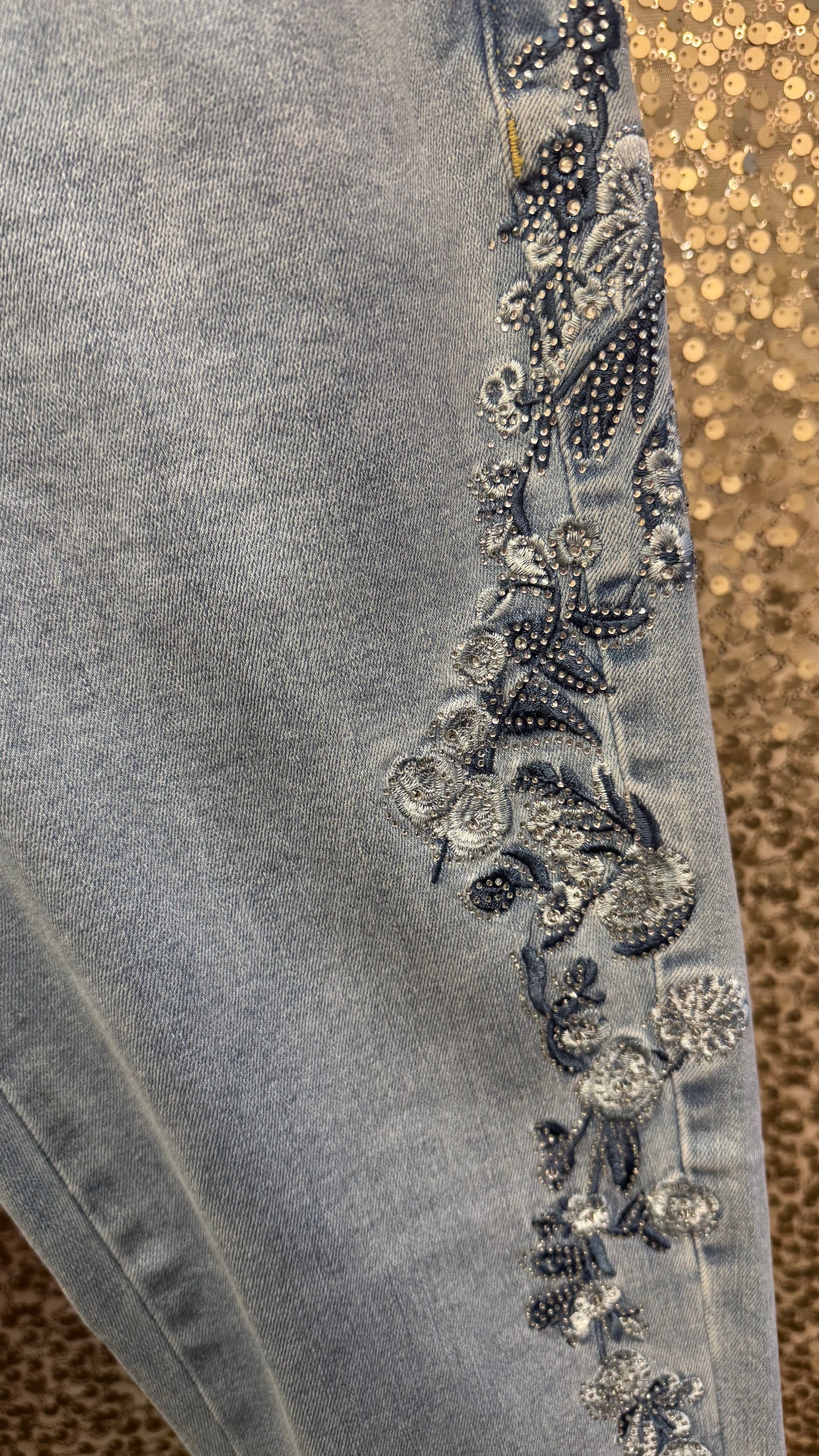 ORLY DENIM PANT W/SIDE EMBRODIERY