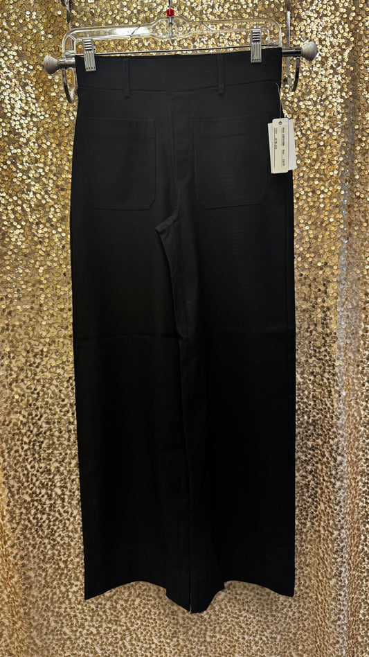 SOLID PKT WIDE LEG CROP KNIT TROUSER