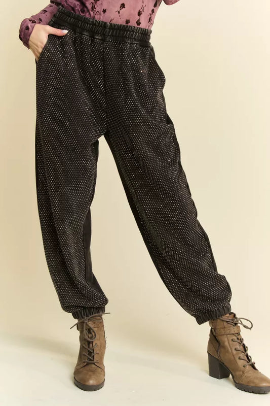 RHINESTONE FRONT BLACK JOGGER