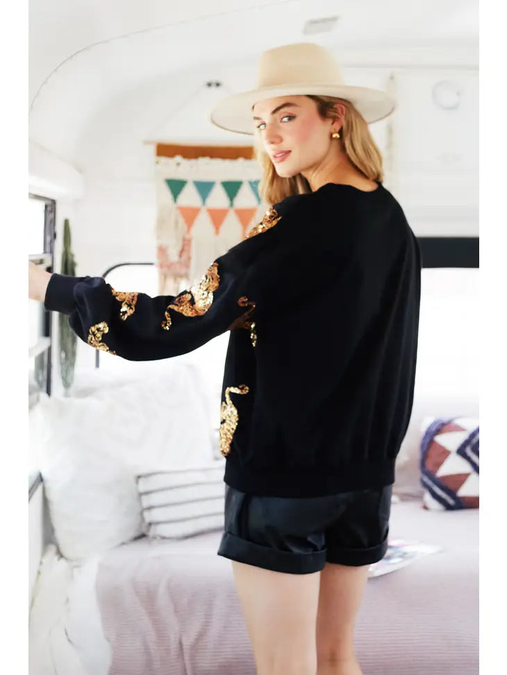 Wild Nights Sequin Tiger Pullover