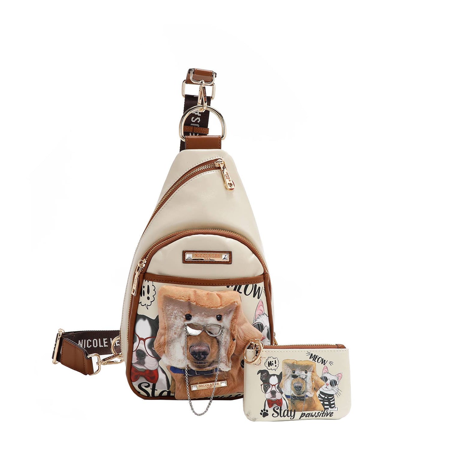 NICOLE LEE BIG BROTHER SLING BAG WITH KEYCHAIN