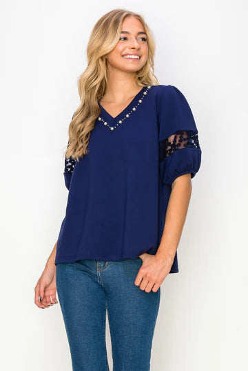 KATRINA TOP W/ PEARLS