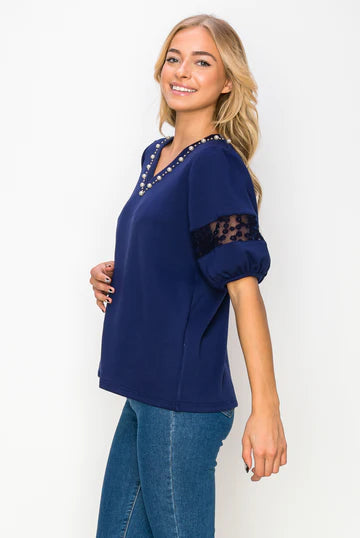KATRINA TOP W/ PEARLS